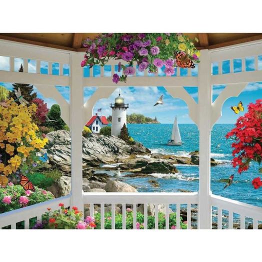 500 Piece Jigsaw Puzzle for Adults "Gazebo View" Ocean View 18" x 24"