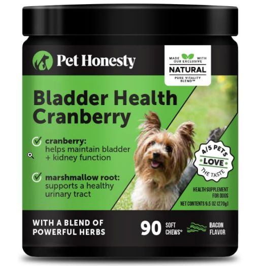 PetHonesty Cranberry for Dogs – Dog Supplements Contains Active Ingredients Like Cranberry & D-Mannose to Help Support Dog Urinary Tract Health, Dog Bladder Support, & Kidney Support for Dogs (90 ct)