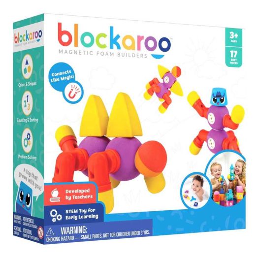 Blockaroo Magnetic Foam Bath Blocks for Toddlers, Critter STEM Building Set
