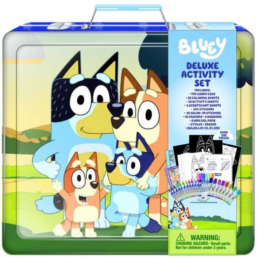 Bluey Deluxe Activity Art Set with Metal Carrying Case, for Boys and Girls, Over 200 Pieces, Multi-Color