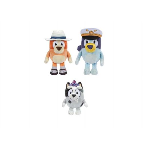 Bluey Friends - Captain Bluey, Princess Muffin and Travel Bingo Stuffed Plush Bundle Pack