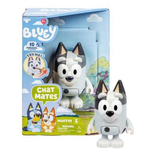 Bluey, Muffin Chat Mates, Press Muffin's Nose and Hear 10 Phrases from The Show, Stands 5.5 In Tall, Ages 3+, Exclusive