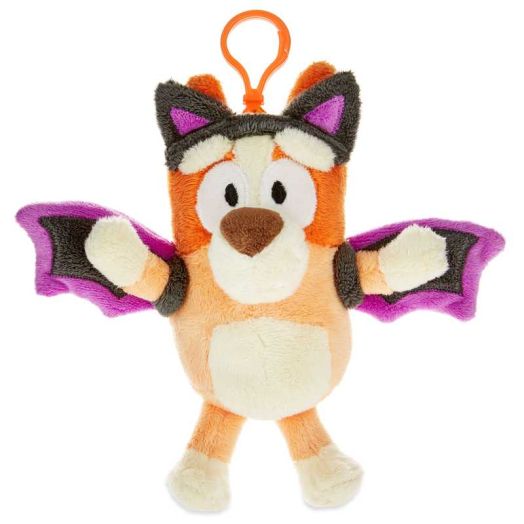 Bluey's Halloween Bingo Black Bat Plush Backpack Clip, 6.5" x 3", by Dan Dee