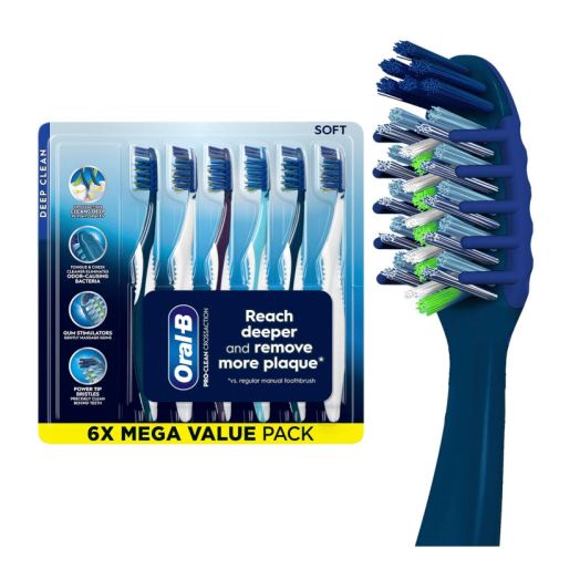Oral-B Pro Clean CrossAction Manual Toothbrush, 6 Count