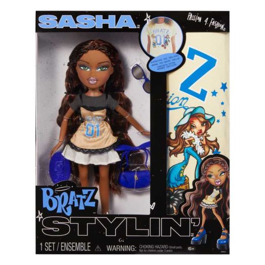 Bratz Stylin' Sasha Fashion Doll with Customizable T-Shirt for You and Accessories