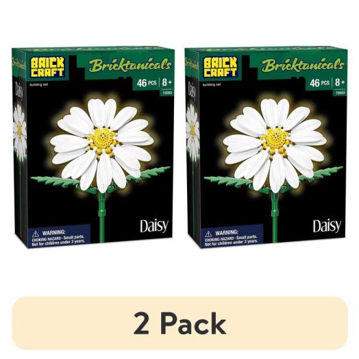 (2 pack) Brickcraft Bricktanicals Daisy Brick Building Decoration Set (97-Piece Set), Artificial Flower Craft Kit, Gift for Him and Her