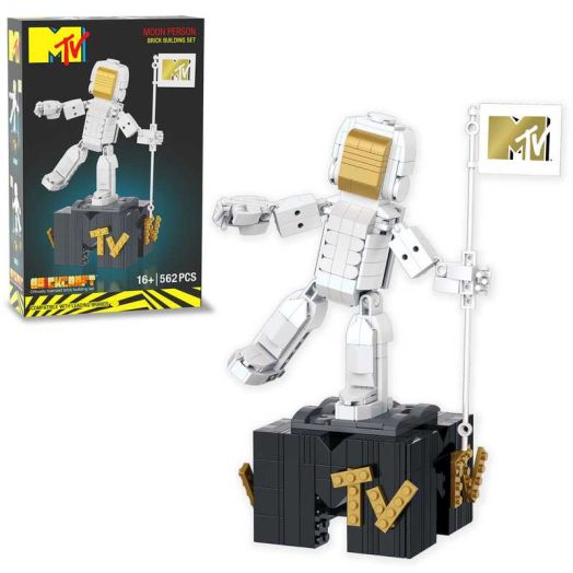 Brickcraft MTV Moon Person Brick Building Kit ( 562 Plastic Pieces) - Creative Nostalgic Home Décor Display, and Unique Collectible Gift for 16+