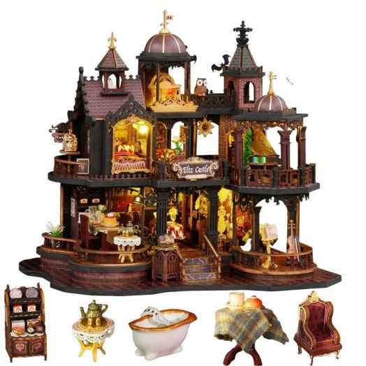 BUSATIA DIY Dollhouse Miniature House Kit,DIY Kit Mini House Model,1:24 Scale Creative Doll House Best Christmas Birthday Gift for Lovers Boys and Girls(Edinburgh CASTLE)