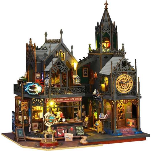 DIY Miniature house Kit,BUSATIA DIY Dollhouse Kit with Wooden Furniture and LED,Handmade Crafts Gifts for Birthdays,Christmas and Valentine'sDay,Magic Castle