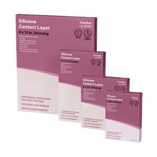 Cardinal Health Silicone Contact Layer Wound Dressing, 4 x 7 Inch