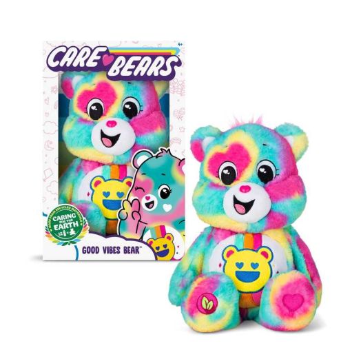 Care Bears 14" Good Vibes Bear Plushie, Ages 4+, Super Soft and Cuddly