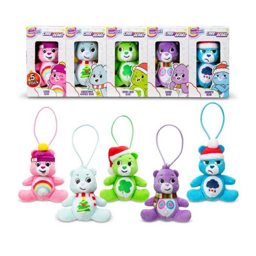Micro Teenies Care Bears Holiday 5-Pack Treasure Box, Plush Figures Girls and Boys, Ages 3 Years+