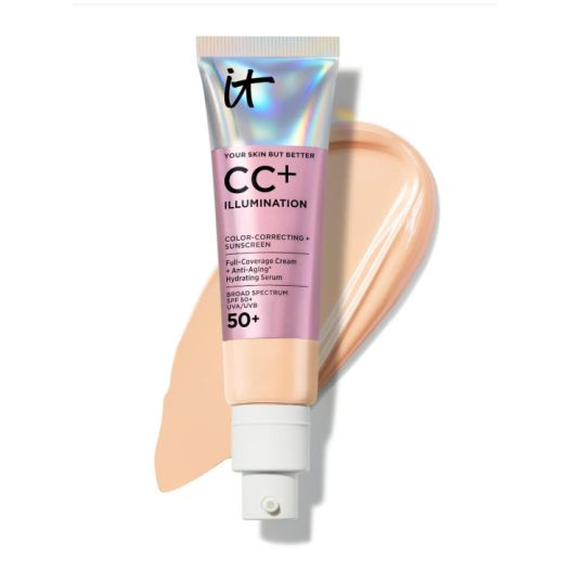 IT Cosmetics Your Skin But Better CC+ Cream Illumination, Light (W) - Color Correcting Cream, Full-Coverage Foundation, Anti-Aging Serum & SPF 50+ Sunscreen - Radiant Finish - 1.08 fl oz