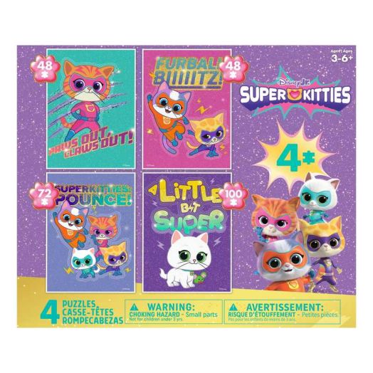 Ceaco Super Kitties 4-in-1 Multipack Interlocking Jigsaw Puzzles for Children Ages 6+