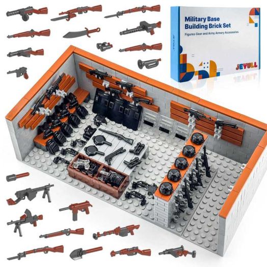 568 Pcs Military Base Building Brick Set - Mini Figures Gear and Army Armory Accessories Block Toy for Boys Ages 6-14