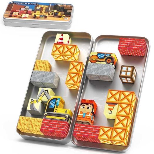 CEREECOO Mini Magnetic Tiles Travel Set with Metal Storage Box, 35 Pcs Small Portable Building Blocks, STEM Toys for Road Trip & Airplane, Gift for Kids 3+