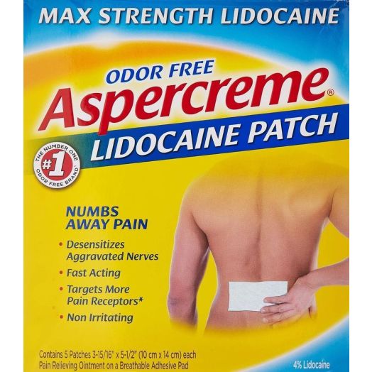 Chattem Aspercreme Lidocaine Pain Relief Patch, 4% Max-Strength 5 Count