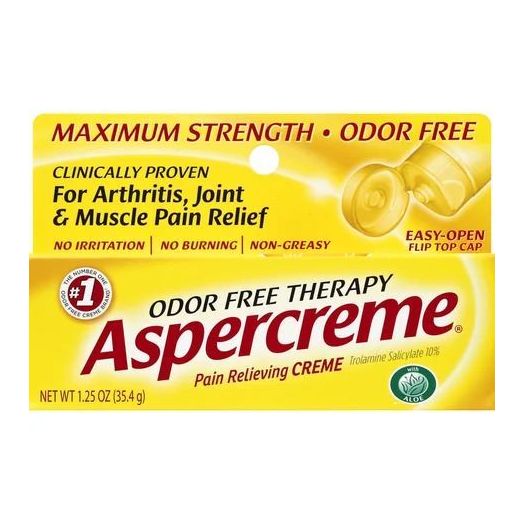 Chattem Aspercreme Pain Relieving Cream with 10% Trolamine Salicylate, 1.25 oz