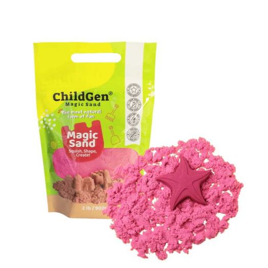 ChildGen Magic Sand 907gr (2lb) | Moldable & Sensory Play Sand for Kids, Mess-Free, Non-Toxic, Creative Fun for Indoor Play | Pink