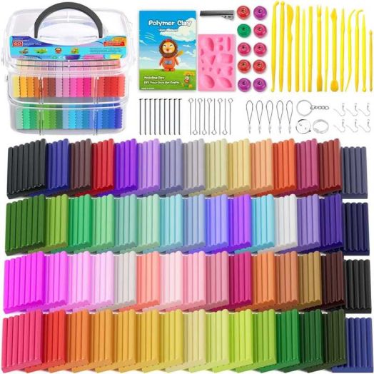 CiaraQ Polymer Clay with Sculpting Tools, 60 Colors Oven Bake Modeling Clay for Kids and Beginners