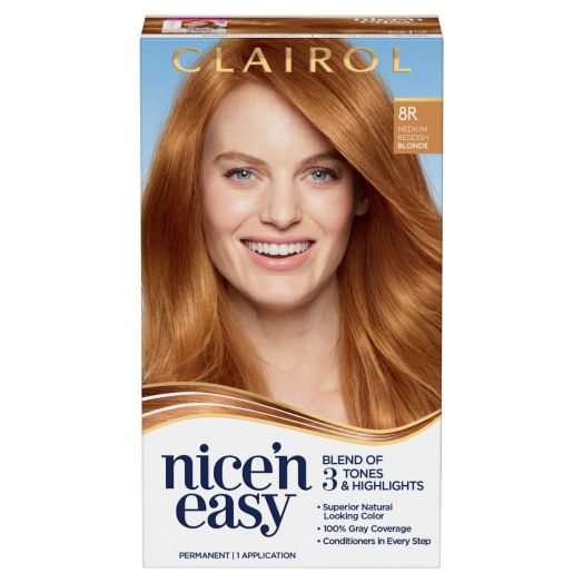 Clairol Nice'n Easy Permanent Hair Dye, 8R Medium Reddish Blonde Hair Color, 1 Count