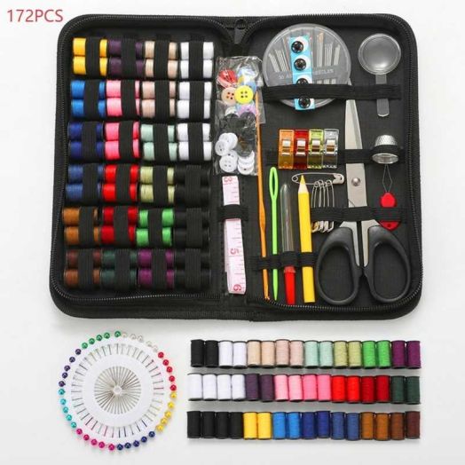 CNDRLEF 172-Piece Sewing Kit for Beginners & Travel, Needle & Thread Set w/ Scissors, Seam Ripper, Tape Measure, Zipper Case