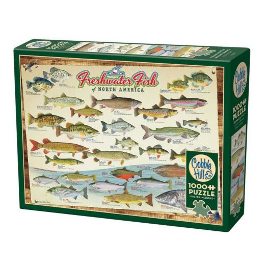 Cobble Hill 1000 Piece Puzzle: Freshwater Fish Of North America - Reference Poster Included, High Quality Jigsaw