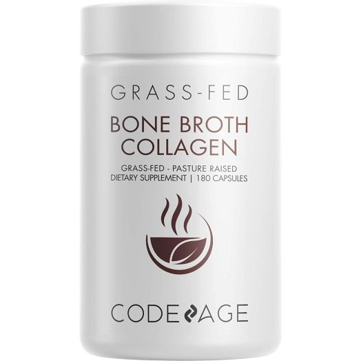 Organic Multi Bone Broth Collagen Capsules, 180 Count  On-The-Go Protein Supplement  Joint Comfort, Flexibility and Cartilage Health