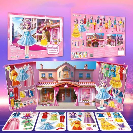 Magnetic Princess Dress-Up Paper Dolls, Magnetic Dress-Up Game, Play and Travel Toy Set with Magnetic Dress-Up Dolls and Girls' Costumes,Toddler Girl Toys,Pretty Pretty Princess Game(Joy Shanghai)