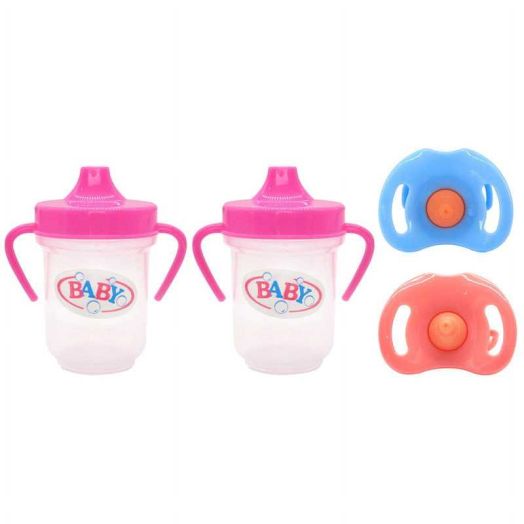 Baby Doll Bottles and Pacifier Fun Play Doll Bottle Set Toys 4 pcs