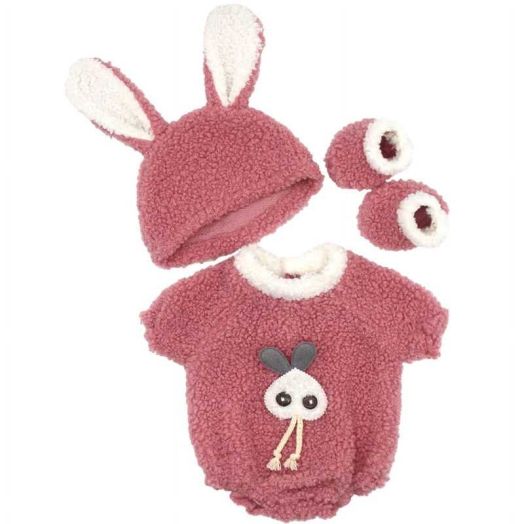 For 14 to 16 inches New Born Baby Dolls Plush jumpsuit with Hooded Socks Doll Clothes Accessories 4 Pieces(No Doll)