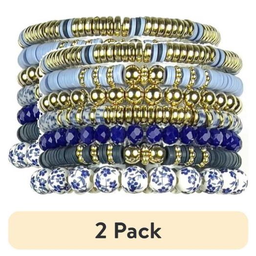 (2 pack) Cousin DIY Blue and White Heishi Stack Bracelet Kit, 564 Beads, Clay/Ceramic/Metal, Adult, 69995663