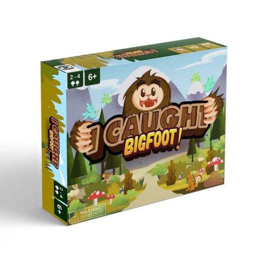 I Caught Bigfoot! Collect Evidence, Kid or Family Board Game, 4 Wooden Pieces, 106 Cards, Ages 6+