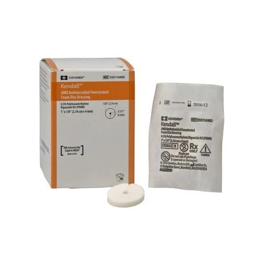 Covidien Kendall AMD Antimicrobial Foam Discs, 1 Inch Diameter 4 mm Hole