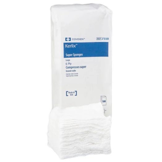 Covidien Kerlix Super Sponge Gauze 6-Ply, Sterile, 6 x 6-3/4 Inch, 10/Pack
