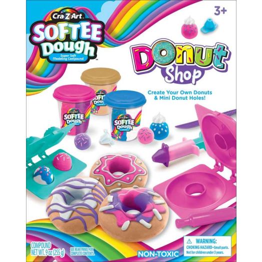 Cra-Z-Art Softee Dough Donut Maker Kit Pink, Blue & Yellow Dough