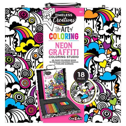 Cra-Z-Art Timeless Creations Adult Neon Graffiti Coloring Set, Beginner, Ages 6 and up