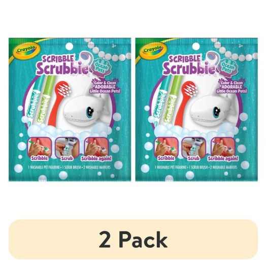(2 pack) Crayola Scribble Scrubbie Pets, 1 Ct, Easter Basket Essentials, Mystery Ocean Animal Toys with Markers, Coloring Easter Gift for Kids, Ages 3+