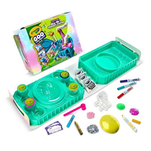 Crayola Goo All-In-1 Sensory Art Station, Unicorn Slime Making Kit for Kids, Less Mess DIY Arts & Crafts Set, Easter Toys and Gifts for Kids, Ages 6+