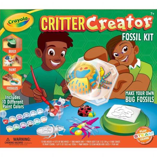 Crayola Metallic Clay Art Kit with Paints, Science Gifts for Kids, Fossil Molds, Bug Toys, Craft Set, Ages 7+
