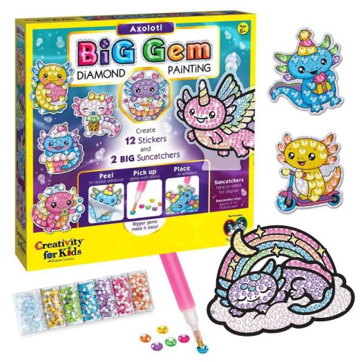 Creativity for Kids Big Gem Diamond Painting Axolotl: Girl Toys and Crafts for Ages 6-8+