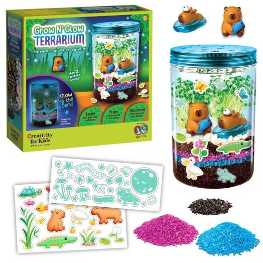 Creativity for Kids Grow 'N Glow Terrarium Kit - Capybara Easter Basket Filler | Educational Science Kits, Kids Gifts for Boys and Girls, STEM Projects (Ages 6+)
