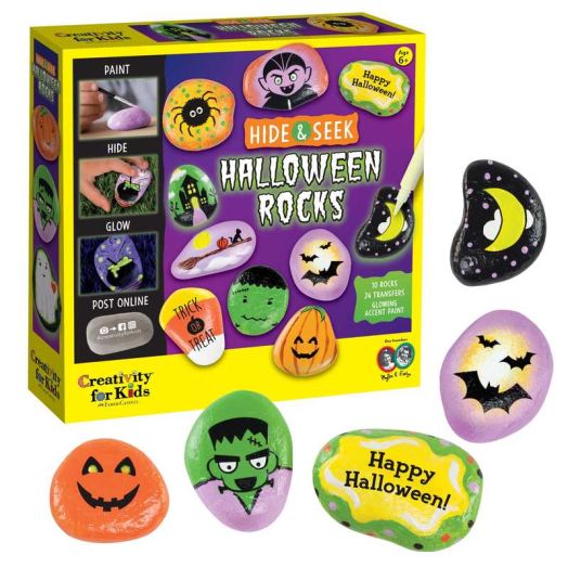 Creativity for Kids Hide & Seek Halloween Rocks Kit | Paint & Decorate 10 Rocks with Spooky Transfers (Ages 6+)