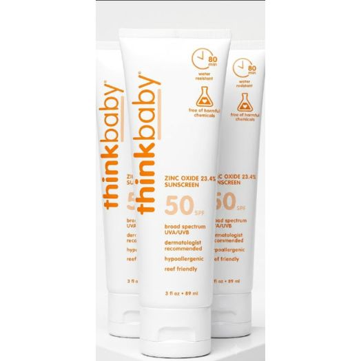 Thinkbaby Safe Sunscreen SPF 50, 3oz (Pack of 3)