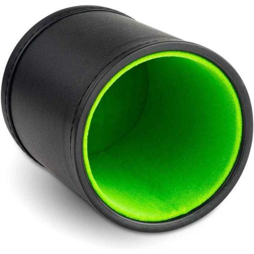 Faux Leather Dice Cup for Board Games, Green Felt Lining