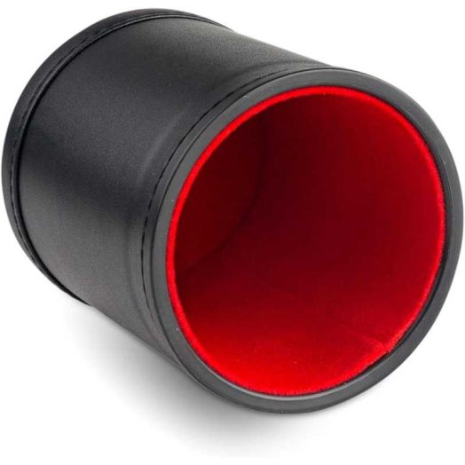 Faux Leather Dice Cup for Board Games, Red Felt Lining