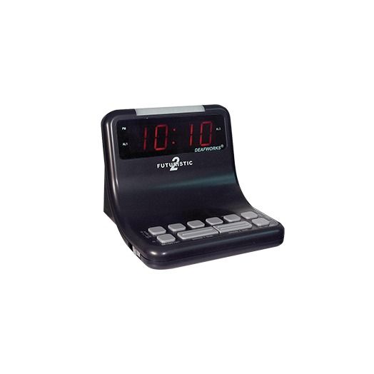 DEAFWORKS Futuristic 2 Dual Alarm Clock, Black
