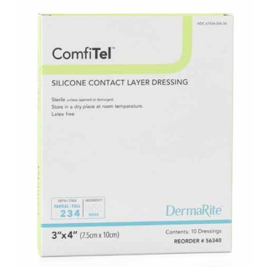 Dermarite ComfiTel Silicone Contact Layer Dressing, 3 x 4 Inch Box of 10