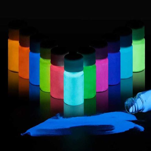DEWEL Glow in Dark Powder Pigment 12 Colors Luminous Acrylic Paint Dye for Epoxy Resin Colorant, Fine Art, Nail Art, DIY Crafts and Party, 0.7oz Each