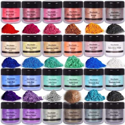DEWEL Mica Powder Pigment 24 Colors Coloring Muscovite Sericite Flour